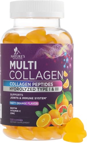Nature'S Nutrition NNCOLLAGENGUMMIES Collagen Gummies With 2500Mcg Biotin, Vitamin C & Zinc - Hydrolyzed Type 1 & 3 Collagen Peptides Supplement - Support For Hair, Skin, Nails & Joints - Gluten Free cover