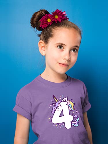 Image of Unicorn 4th Birthday Shirts for Toddler Girls Outfit 4 Year Old Fourth Four Shirt