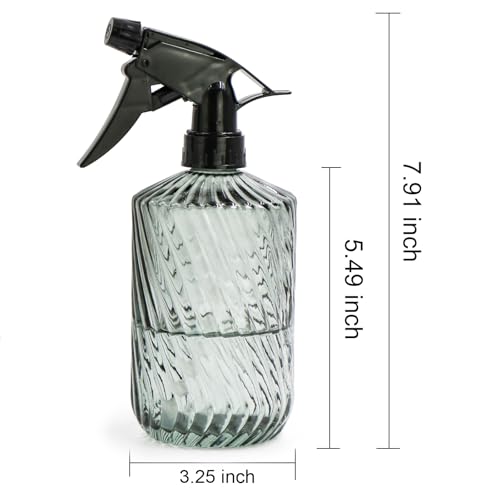 Image of OFFIDIX Fine Mist Plant Mister,Handheld Pressure Glass Spray Bottles,0.45L /15.22oz Watering Can with Adjustable Nozzle for Outdoor Indoor Gardening and Cleaning Work(Diagonal Light Green)