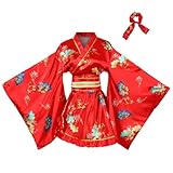 ASWTZ Women's Japanese Kimono Costume Traditional Geisha Short Robe Anime Printed Bathrobe Gold Stamping Pattern Sleepwear (US, Alpha, One Size, Regular, Regular, Red blue and light blue)