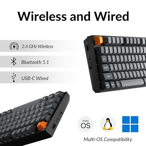 Image of Keychron K8 Max TKL Mechanical Keyboard Wireless, 87 Keys QMK 2.4 GHz /Bluetooth 5.1 /Wired Connection, White Backlit with Programmable Keychron Super Brown Switch for macOS Windows Linux