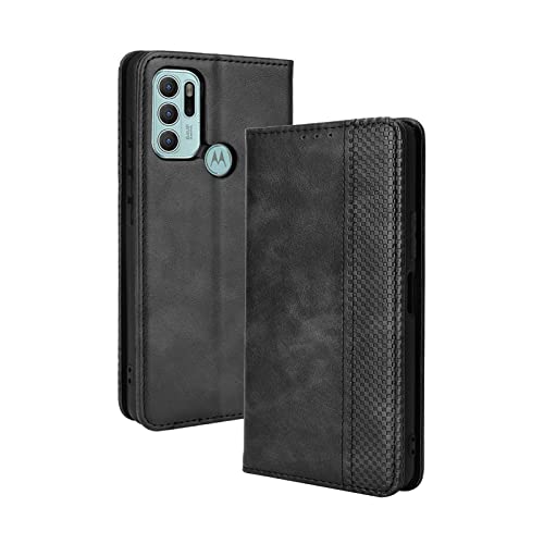 GOKEN Funda para Motorola Moto G60S Funda, Leather Folio Carcasa con Billetera, Magnética Premium PU/TPU Cuero FILP Case Cover con Soporte/Tapa Tarjetas (Negro)