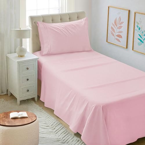 Mejoroom Twin XL Sheet Set - Hotel Luxury Microfiber Sheet & Pillowcase Sets Fits College Dorm Room Mattress - Soft Breathable Wrinkle & Fade Resistant - 3 Piece (Blush Pink)
