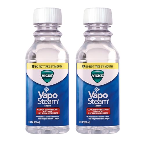 Image of Vicks VapoSteam Medicated Liquid with Camphor, a Cough Suppressant, 8 Oz – VapoSteam Liquid Helps Relieve Coughing, for Use in Vaporizers and Humidifiers (Pack of 2)