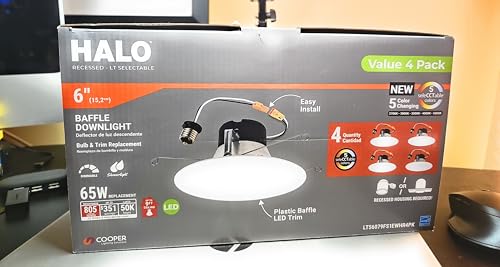 HALO LT 5/6-Inch Recessed LED Retrofit Trim (Value 4-Pack), Gray