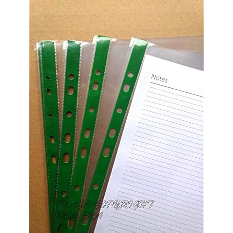 100 Plastic Wallet A4 Poly Punched Pockets Glass Clear Heavy Duty Strong Filing Green Spine Top Opening Cover