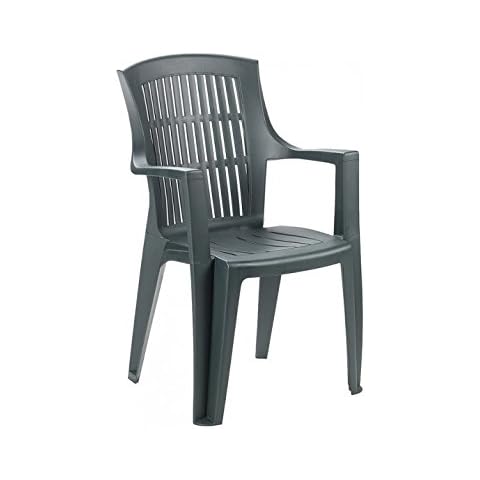 Silla apilable verde con respaldo alto y reposabrazos Cover