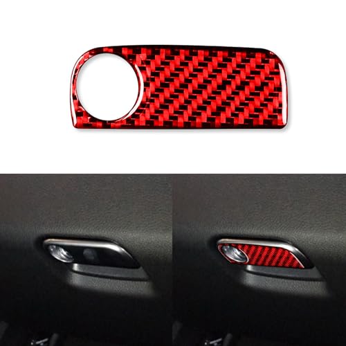 PJFUS Car Co-Pilot Glove Storage Box Panel Keyhole Cover Trim Sticker Compatible with Porsche 718/982 2016 2017 2018 2019 2020 2021 2022 Real Soft Carbon Fiber Auto Interior Accessories red 1pc