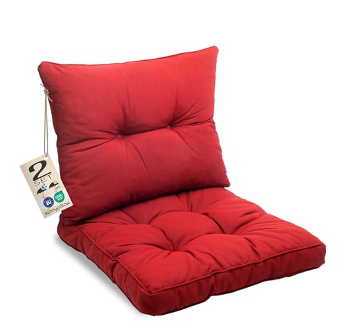 sunnypillow Lot de 2 Coussin de Jardin pour Chaise Fauteuil Rotin (Assise 60x60 cm + Dossier 60x40 cm) Galette de Chaise Anti UV - Extérieur Impermeable –...