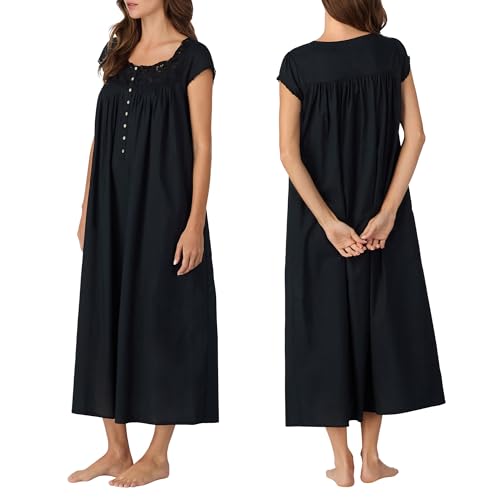 Image of Eileen West Queen Anne's Lace Womens Sleepwear & Loungewear - Florentine Lace Collection - 100% Cotton Soft Long Nightgown