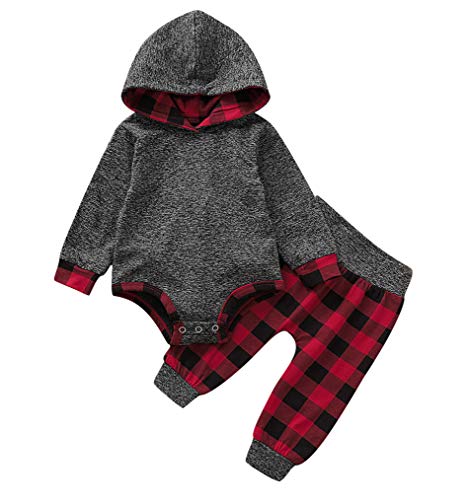 Baby Boy Girl Pullover Top and Pant Set Sweatshirt Hoodie Elastic Waist Leggings Bottoms 2Pcs Kids Clothes Fall Winter (H-Red, 1-2T)