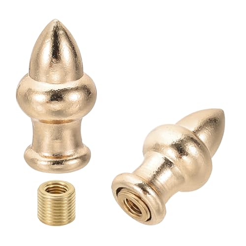 Image of PATIKIL 36 x 20mm Lamp Finials Caps Knob, 2 Set Solid Lamp Shade Top Decoration Screw Cap Nuts with Brass Reducing Adapter for Table Lamps Floor Lamps, Rose Gold Tone