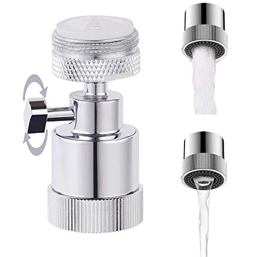 Faucet Sprayer Aerator, Adjustable Water Flow Sink Sprayer Head 360 Rotate Swivel Chrome Tap Aerator Faucet Nozzle Adapter Water Faucet Attachment for Kitchen Bathroom-15/16 Inch-27UNS Male Thread