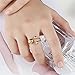 Geometric Tiny Balls Asymmetric Wrap Open Ring for Women Dainty Double Layers Stainless Steel Eternity Statement Promise Finger Knuckle Pinky Stacking Ring Girlfriend Daughter Christmas Birthday Gifts (Gold, 7)