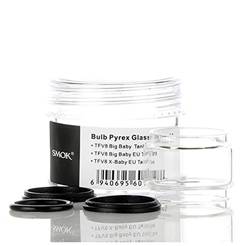 Bombilla de repuesto Pyrex Glass # 1 para TFV8 Big Baby y Big Baby EU 2ml y X-Baby EU 2ml Tube Tanque- Medida 7 - (Paquete de 3), Este producto no contiene nicotina ni tabaco