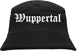Wuppertal Fischerhut - Altdeutsch - Bedruckt - Bucket Hat Anglerhut Hut Schwarz S/M