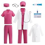 Lito Angels Deguisement d’Infirmière Enfant avec Blouse Tenue Médicale et Accessoires pour Filles Journée des Métiers Docteur Jeu de Rôle Halloween Cosplay Âge 12-13 Ans 158 Rose