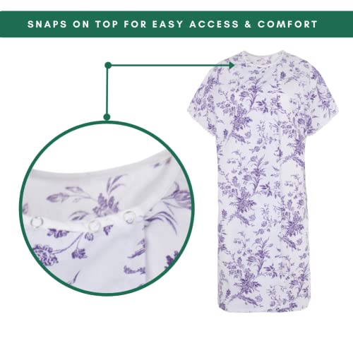 Personal Touch Women\'s Adaptive Poly / Cotton Backwrap Gown (Lilac With Flowers 04, Medium) - Thumbnail 2
