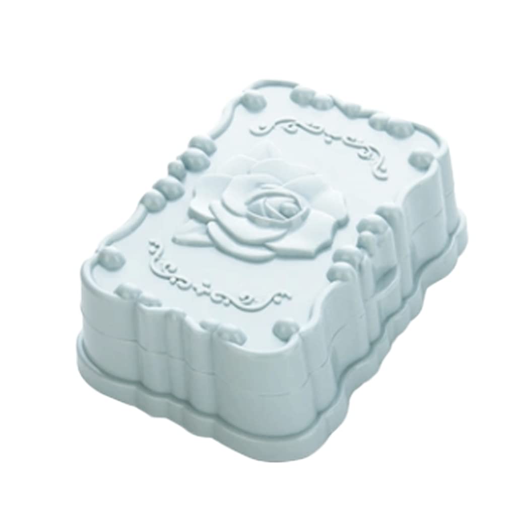 Soap Dish， Simple with lid Soap Dish with Drainage Soap Container Plastic Soap Case Box Saver Countertop Soap Dish Holder Portable Soap Box Easy to wash(Blue)