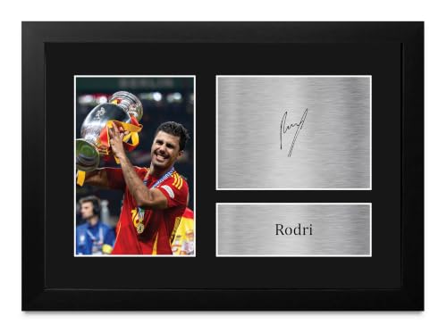 Rodri foto con autógrafo impreso A4 enmarcado para decorar tu cuarto futbolero
