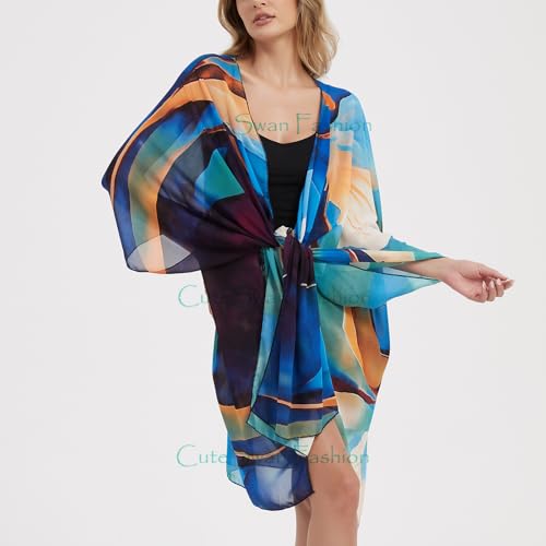 Kimono de lunares suizos largo para mujer con caída fluida de playa 4
