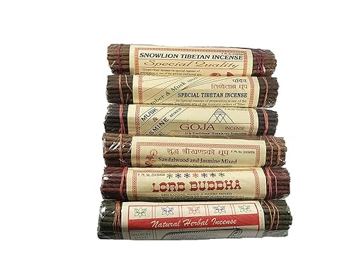 Chandra Devi Tibetan Natural Incense Sticks Combination Pack - Fairtrade Incense from Tibet (6 Packs)