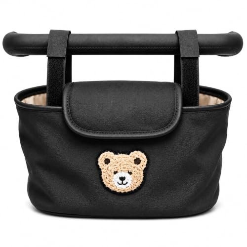 CRELOVEN Universal Baby Stroller Organizer Bag with Cup Holders, BLACK