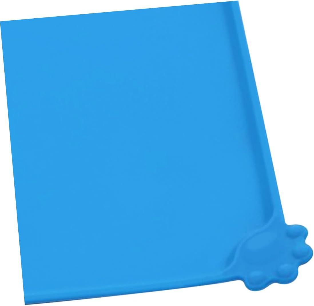 COLLBATH Food Grade Silicone Pet Feeding Mat Non-Slip Puppy Cat Placemat with Raised Lip for Feeding Blue