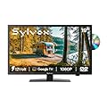 SYLVOX 12 Volt TV, 19" Smart RV TV with Built-in DVD Player, Google OS Voice Remote ATSC NTSC HDMI USB, AC/DC Powered, 12V Television for RV Camper Van Vehicle(Trailer Series)