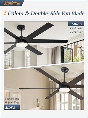 Image of Fanbulous 66 inch Outdoor Ceiling Fans with Lights, Dimmable 3CCT, Black