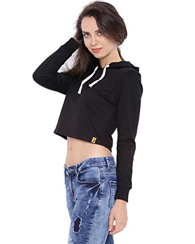 Image of PINACOLADA Women Black Crop Hoodie