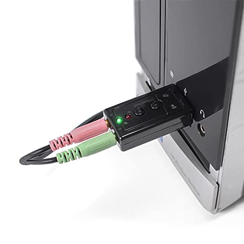 Adaptador Placa de Som USB 2.0 Digital 3D 7.1 conexão P2 para Fone Microfone Headset PC Notebook