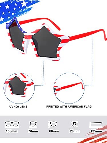 Xuhal 50 Pairs Patriotic Sunglasses Bulk, American Flag Sunglasses For Men Women, Star Shaped Sunglasses Oval Shaped Flag Glasses Unisex Vintage For Adults Teens Patriotic Party Favor #TOP2