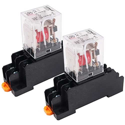 WANGCL 2 piezas Mini Relé AC 12V Interruptor Electromagnético 8 pines DPDT Relé 2NO+2NC con base de enchufe Indicador LED