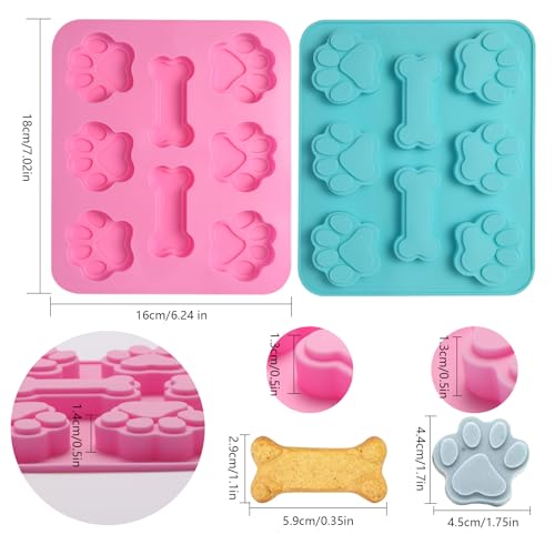 Luxoraiova 2 Stück Backmatte Hundekekse, Backmatten für Hundeleckerlies Set, Silikon Backform Hundekekse, Wiederverwendbare Bakeware Maker für Schokolade, Süßigkeiten, Gelee, Eiswürfel, Hund Behandelt