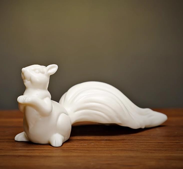 Figurine en céramique écureuil Blanc Sculpture en Porcelaine Ornement en céramique décoration de Maison Cadeau de Bureau