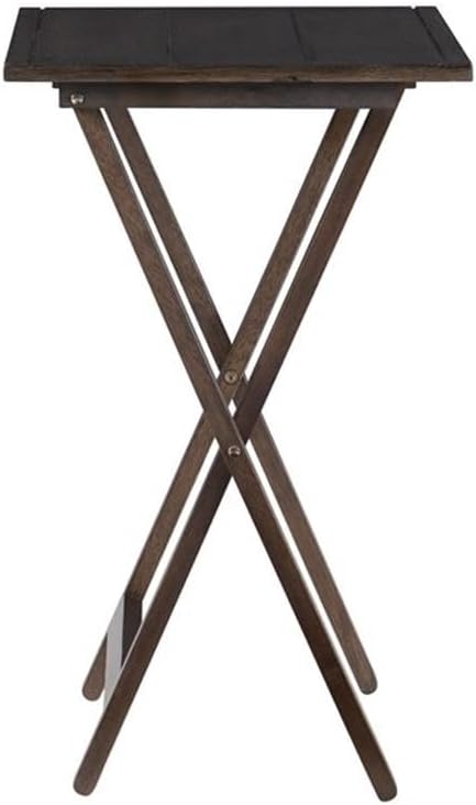 Pemberly Row Modern 5-Piece Rubberwood and Oak Veneer Tray Table Set with Nicely Sized Top & 4 Charming Tray Tables in Gray