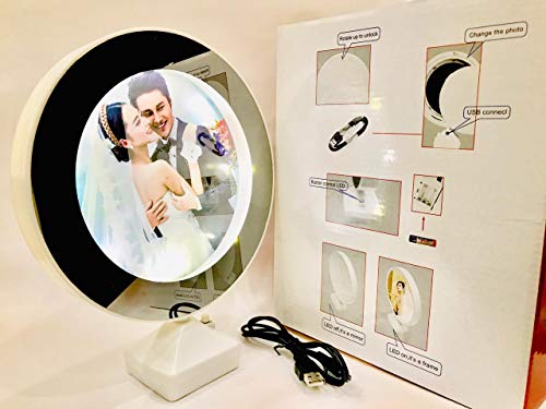 JIADA Magic Mirror Photo Frame| Magic Mirror LED Photo Frame| Birthday/Valentine's Gift| Surprise Decoration| Attractive Mirror| Round Mirror