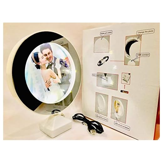 JIADA Magic Mirror Photo Frame| Magic Mirror LED Photo Frame| Birthday/Valentine's Gift| Surprise Decoration| Attractive Mirror| Round Mirror