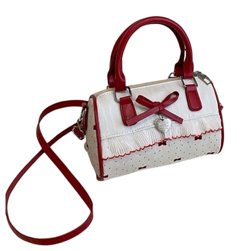Gramigg Handtasche mit Punkt-Schleifen-Design, verstellbarer Schultergurt, leicht, Polyurethan, Crossbody-Tasche für Damen, für den täglichen Gebrauch, trendige Arbeit, Party, Schultertasche, rot, One