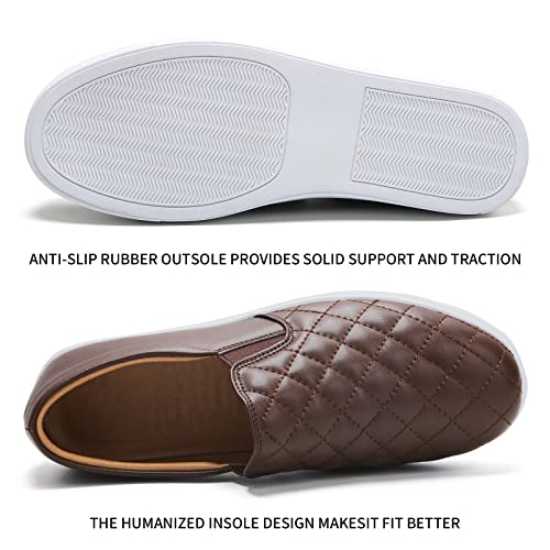 Image of VOCNTVY Loafers for Women Quilted Slip On Shoes Casual Fashion Sneakers | Non-Slip TPR Sole, Faux Leather Upper, Memory Foam Insole, Blister-Free Heel, All Day Walking Comfort for Daily Work Wear