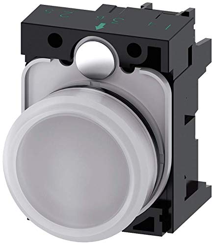 Clignotant Siemens 22mm blanc IP69K en plastique noir pour tableau de commande industriel