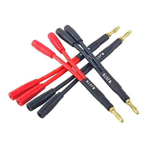 Suanqi Banana Plug to 2-Female 4mm Banana Jack Socket Plug Adapter,3 inches Banana Plug Splitter，1 Male to 2 Female 4Pack. Cover