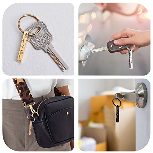 Yatediy Personalized 4 Sided Custom Keychain, Personalized Engraving Phone Number Name Address Anti-Lost Keychain, Custom Drive Safe Car Key Chain Gift For Family Lover #TOP2