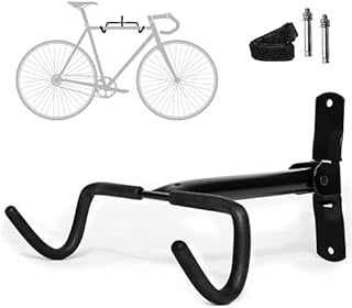 Charles Daily Wall Mounted Bike Rack, Foldable Bike Wall Mount Bracket for Bike Storage and Space Saving - Bike Hanger with Foam Padded Frame Protection - Core Black