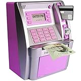 Uso de la tarjeta realista Banca y código PIN para acceder - sólo tiene que insertar la tarjeta e introducir la contraseña de 4 dígitos, la pantalla LCD se ilumina y hace que la voz prompt.A divertido juguete educativo del ahorro financiero para sus hijos, es perfecto para el regalo de Navidad o de cumpleañospresente.