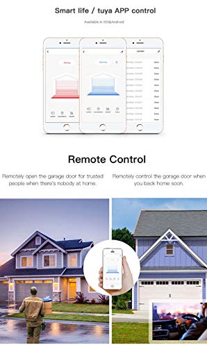 MHCOZY WiFi Abridor de Puerta de Garaje Inteligente,Control de la Aplicación Smart Life Tuya, Control por Voz, Compatible con Alexa y Google Home, No Requiere Hub