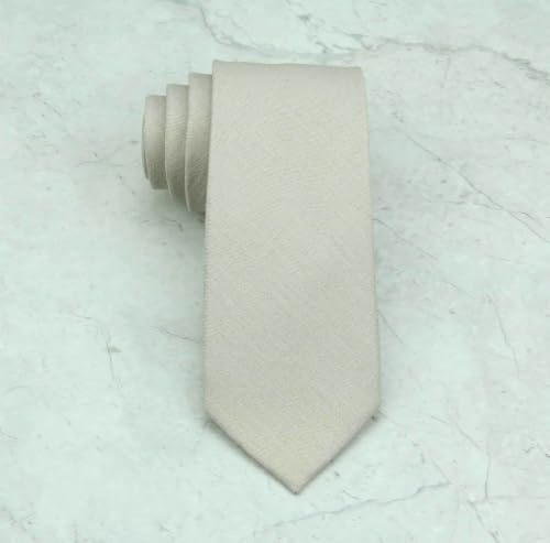 Image of Mens Solid Linen Ties - Slim Pattern Necktie for Men Wedding Groomsmen
