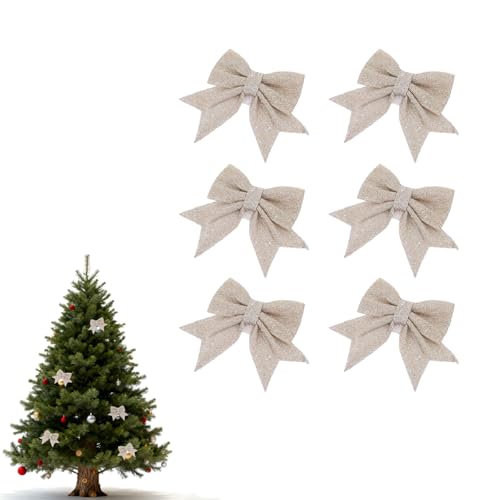6 Stück Weihnachtsbaumschmuck Champagner,Schleifen Weihnachtsbaum...