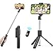 Produktbild Bluetooth Selfie Stick Stativ, AlBetter 3-in-1 Mini Selfie Stick mit Abnehmbarer Bluetooth Fernbedienung, geeignet für iPhone, Huawei, Samsung und Android-Smartphones
